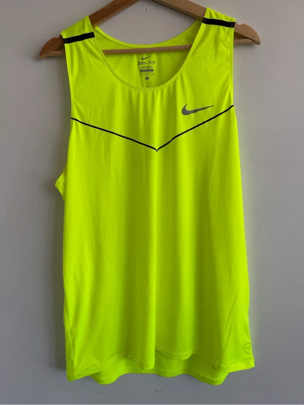 Nike Neon Yellow Dri-FIT Performance Tank with Black Logo